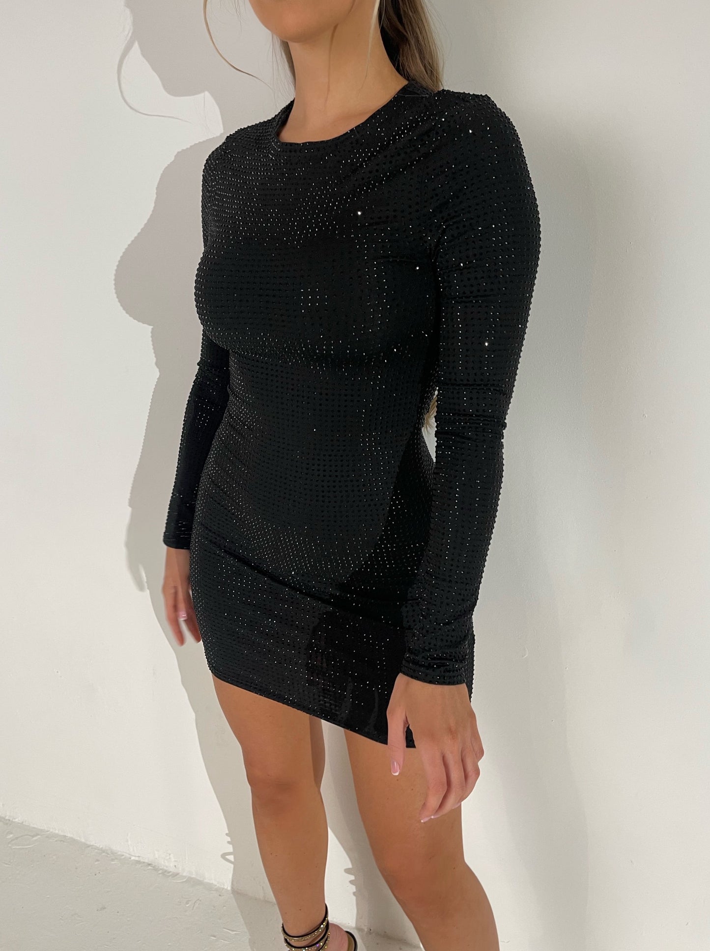 Black 'Dress Code' Hotfix Rhinestone Dress
