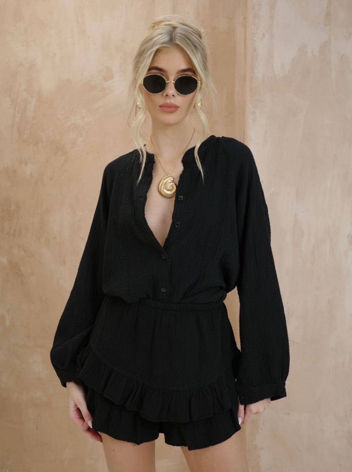 Women's matching shirt and shorts set