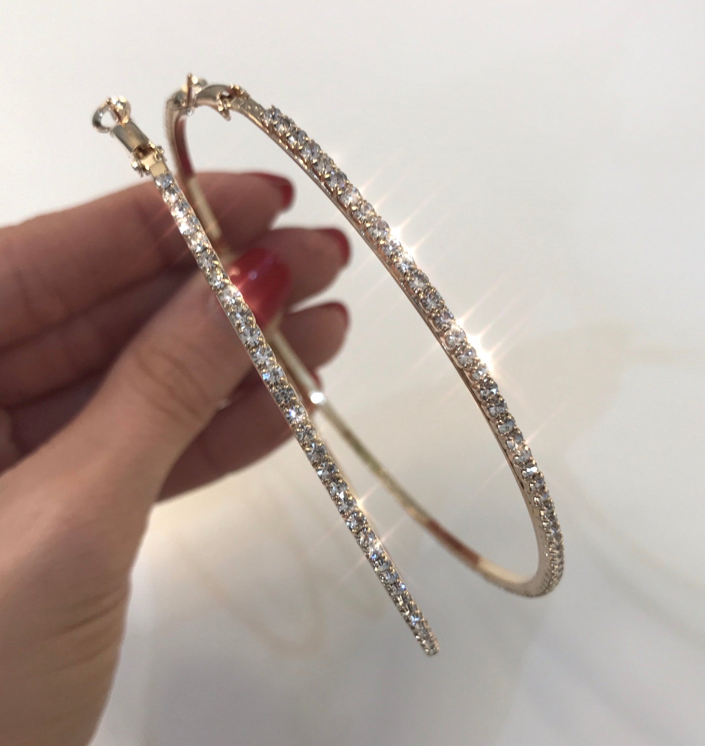 Crystal Hoop Earrings Silver