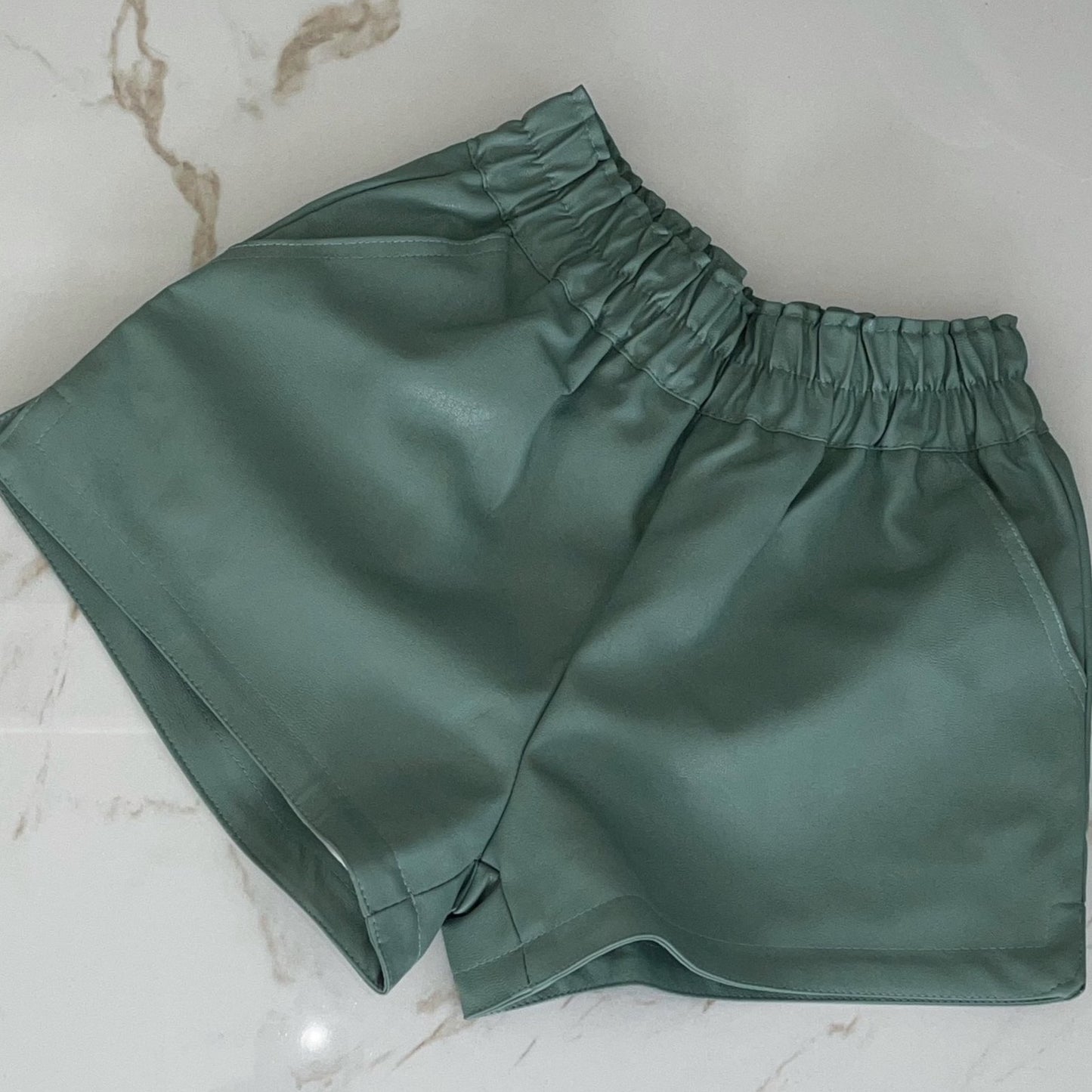 'New Rules' Mint Green Faux Leather Shorts