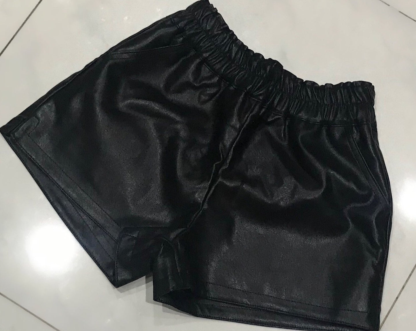 ‘New Rules’ Black Faux Leather Shorts