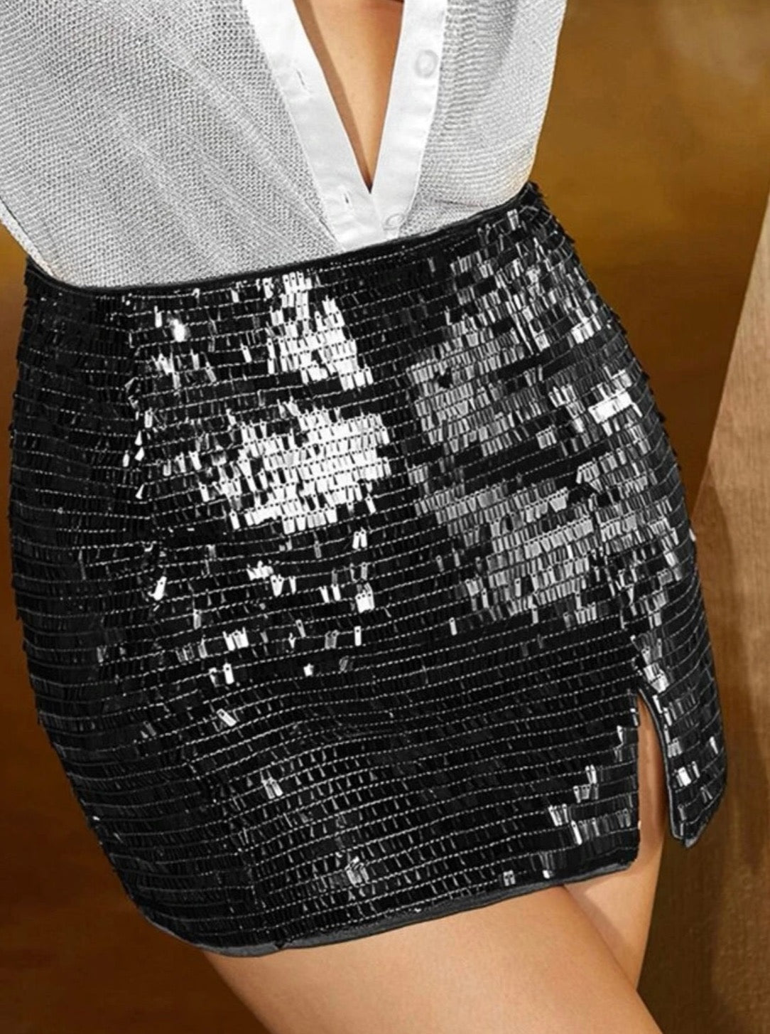 Black ‘You Shine’ Sequin Mini Skirt