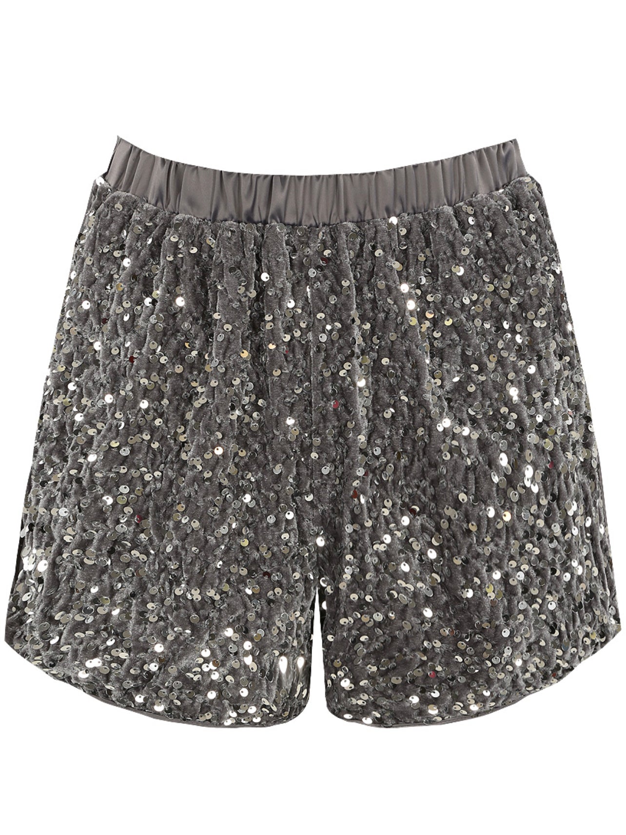 Silver Sequin Runner Shorts