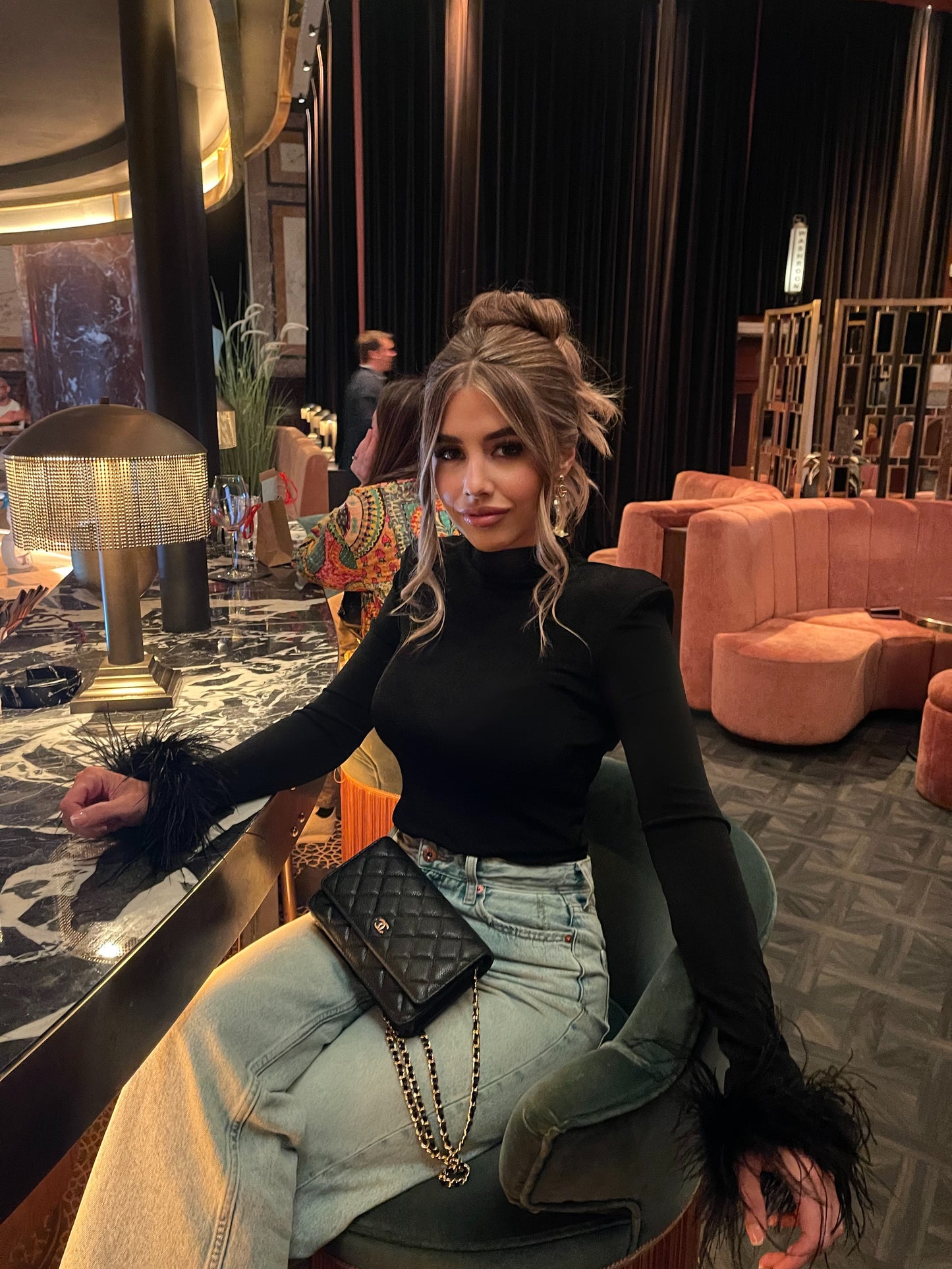 Black DARIA Feather Top