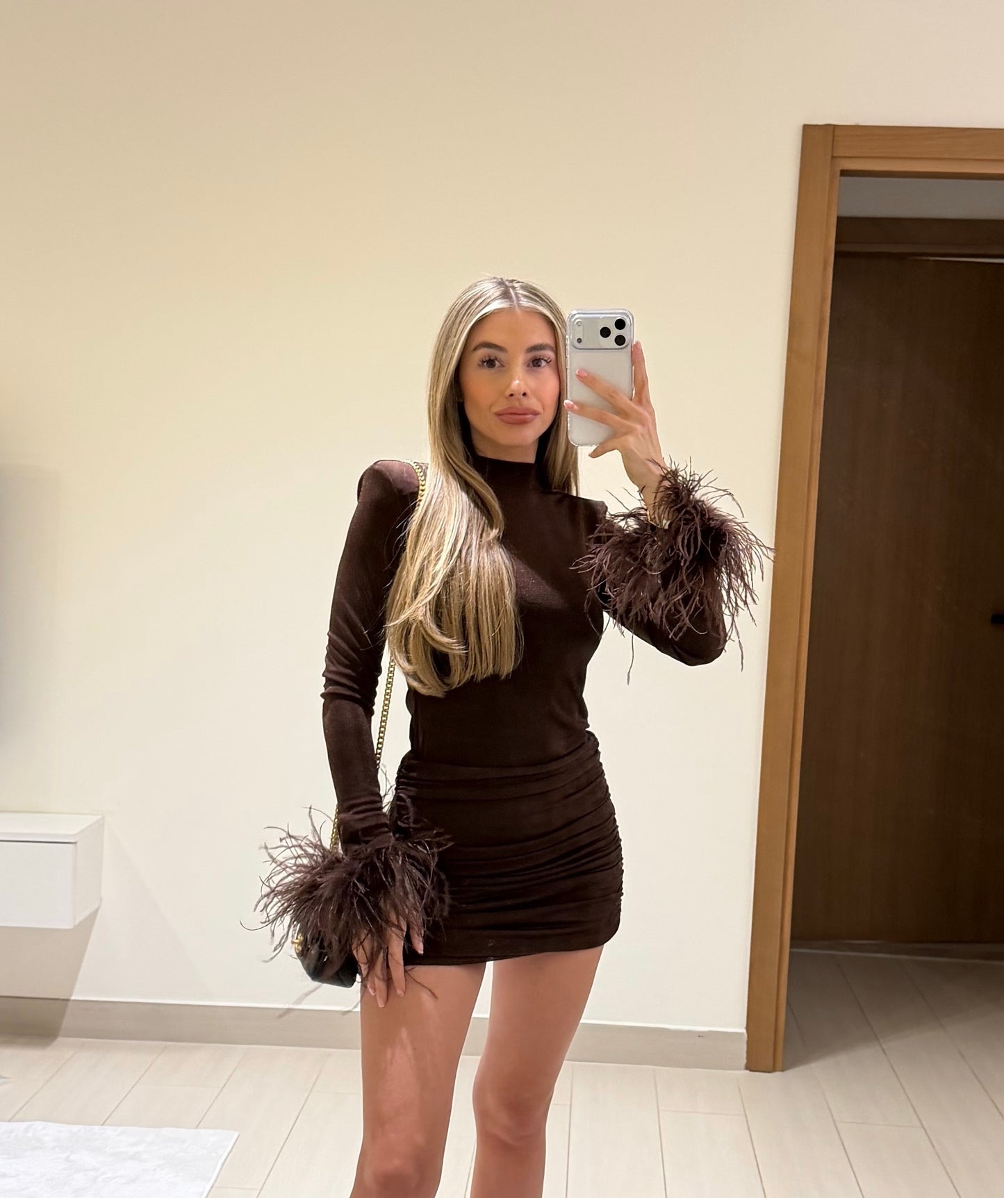 Brown DARIA Ruched Skirt