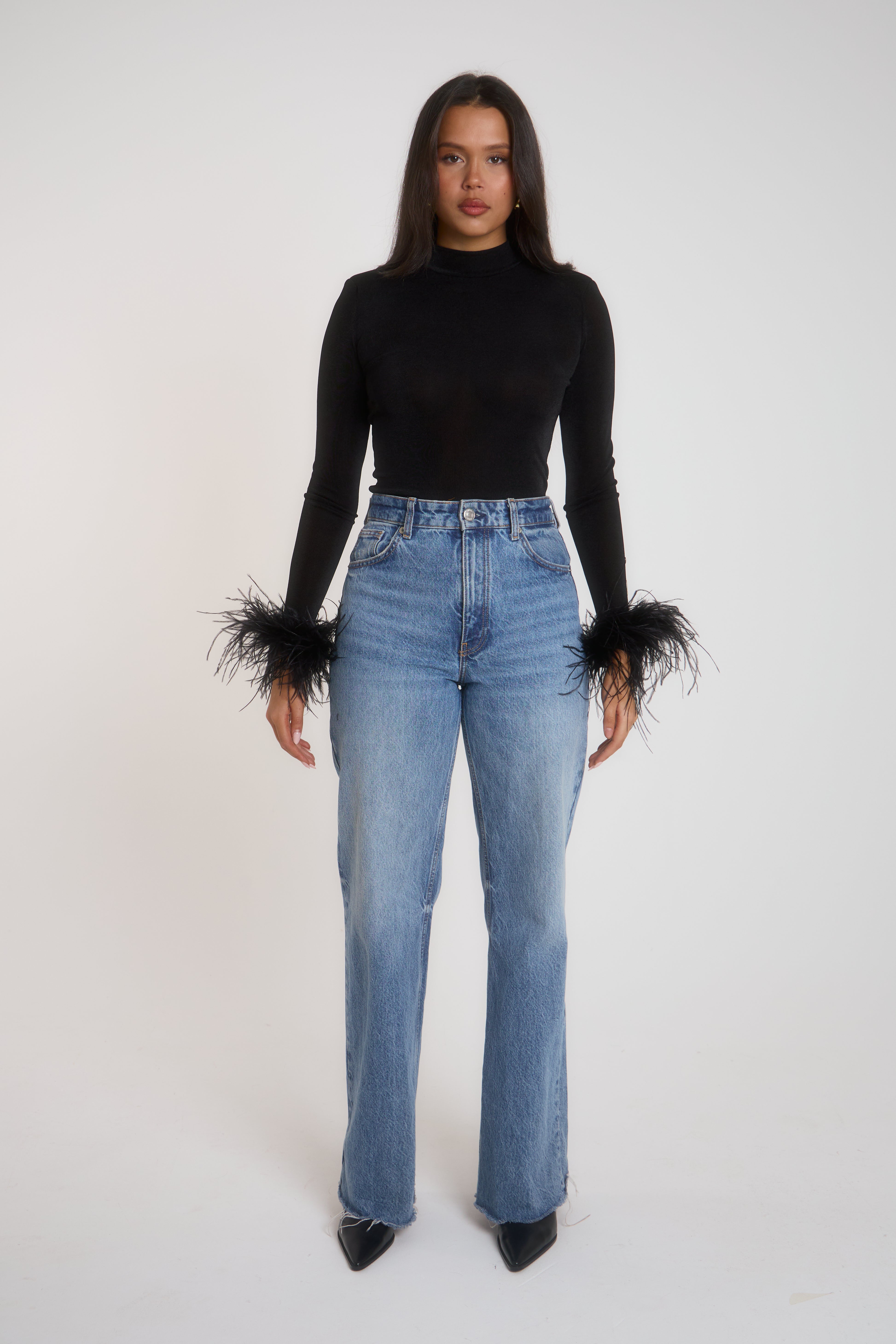 Black DARIA Feather Top – Saskia Heights