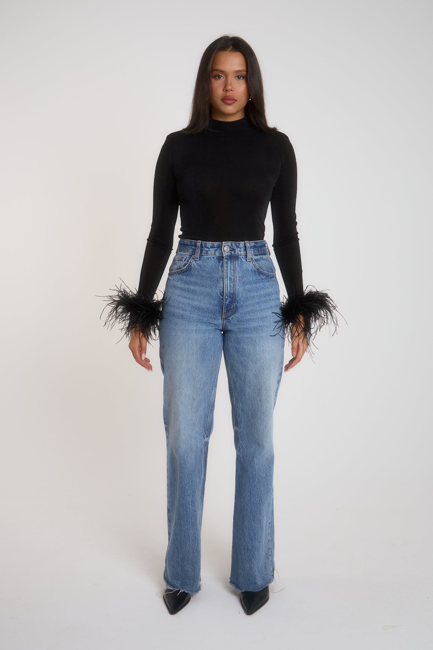 Black DARIA Feather Top